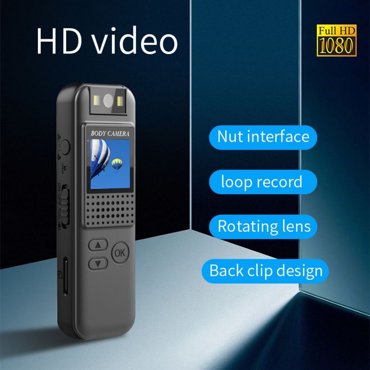 D010 Body Camera 1080P HD Portable with Back Clip - Hugmie