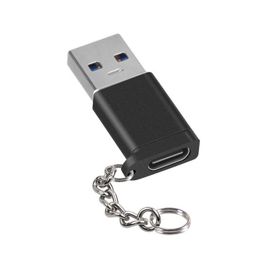 FT-ADA18 USB Adapter with keychain, compact USB to Type-C converter for data transfer and charging, ideal for portable use.
