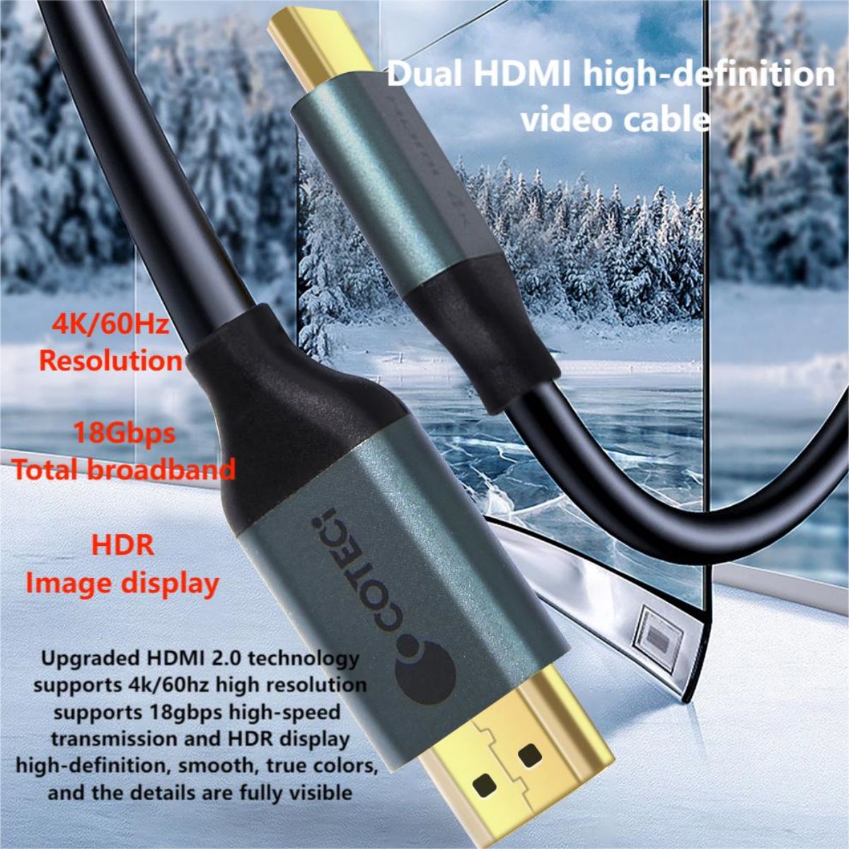 Coteci HDMI to HDMI Cable 4K 1.2M - Hugmie
