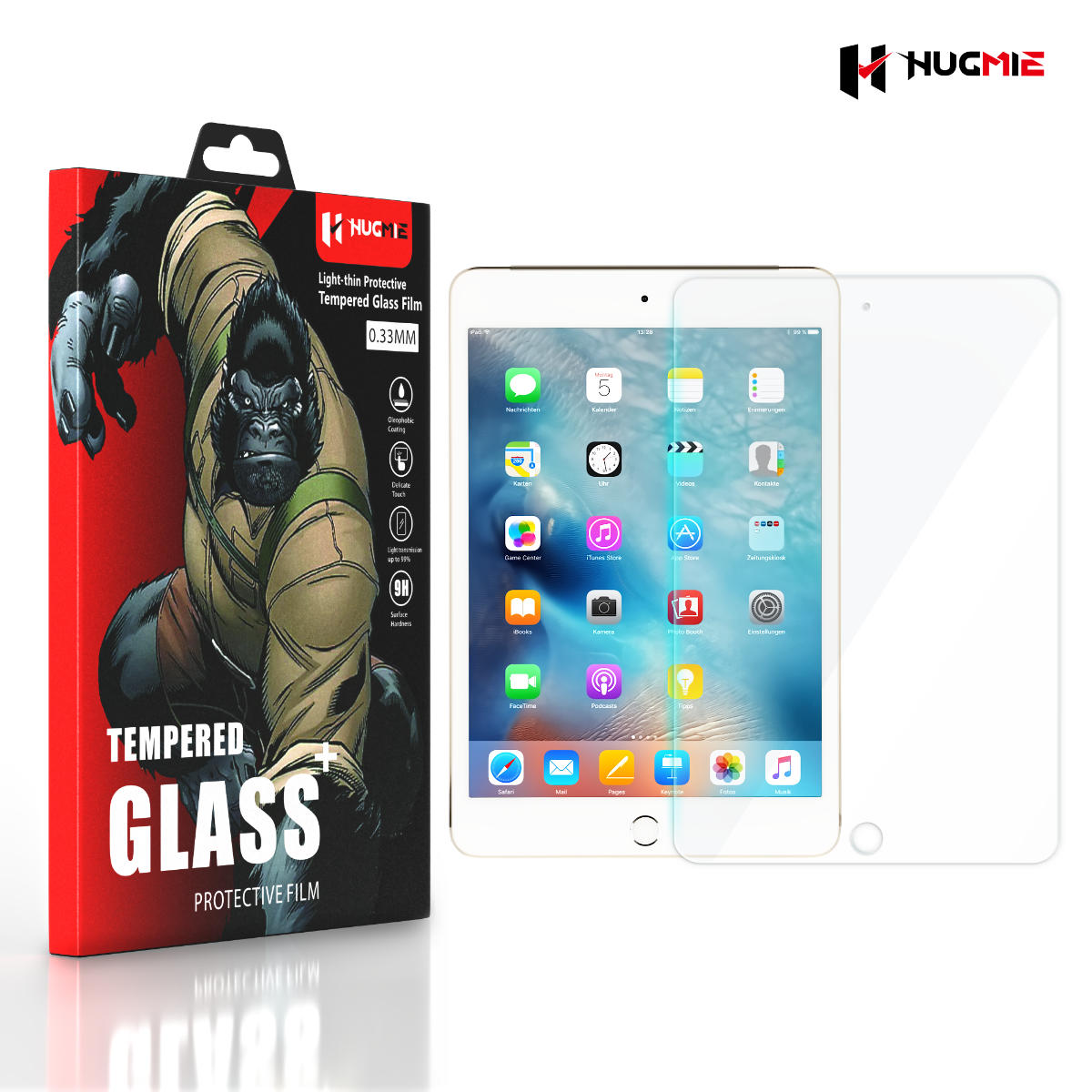 2 Pack iPad Mini 4/5 Glass Screen Protector | Hugmie