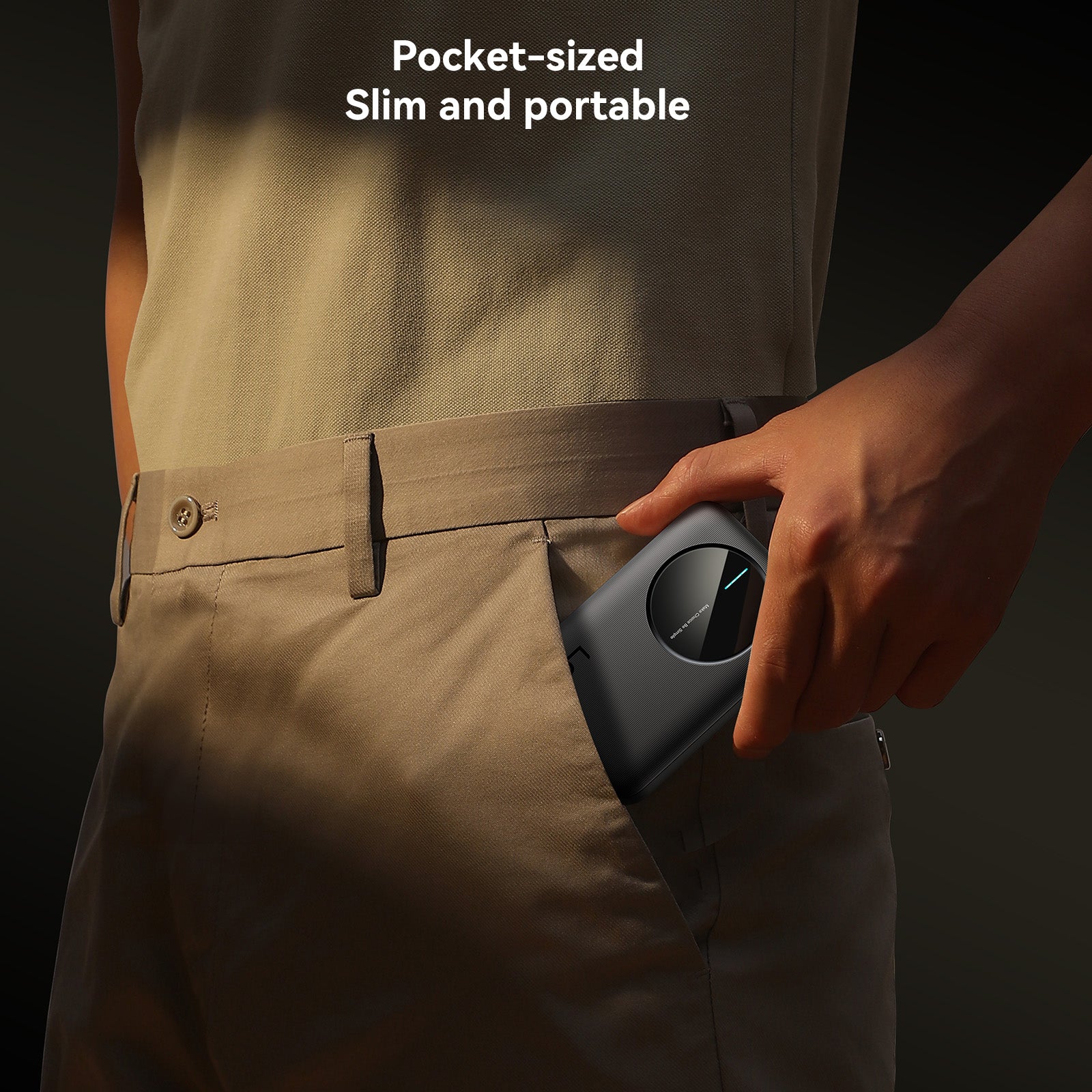 Compact and slim JOYROOM JR-PBF13 Mini Power Bank fits easily into a pocket, ideal for on-the-go charging and portability.