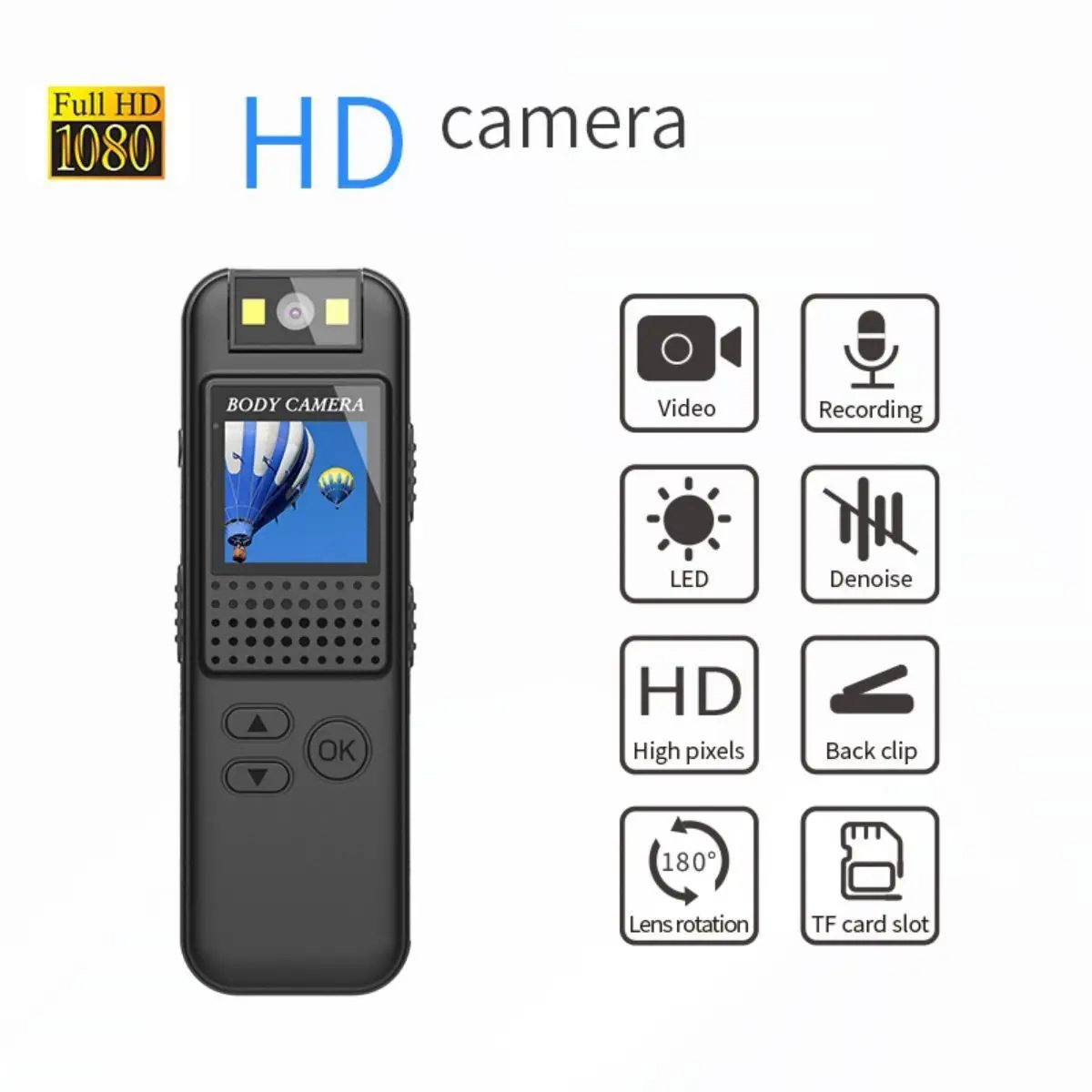 D010 Body Camera 1080P HD Portable with Back Clip - Hugmie