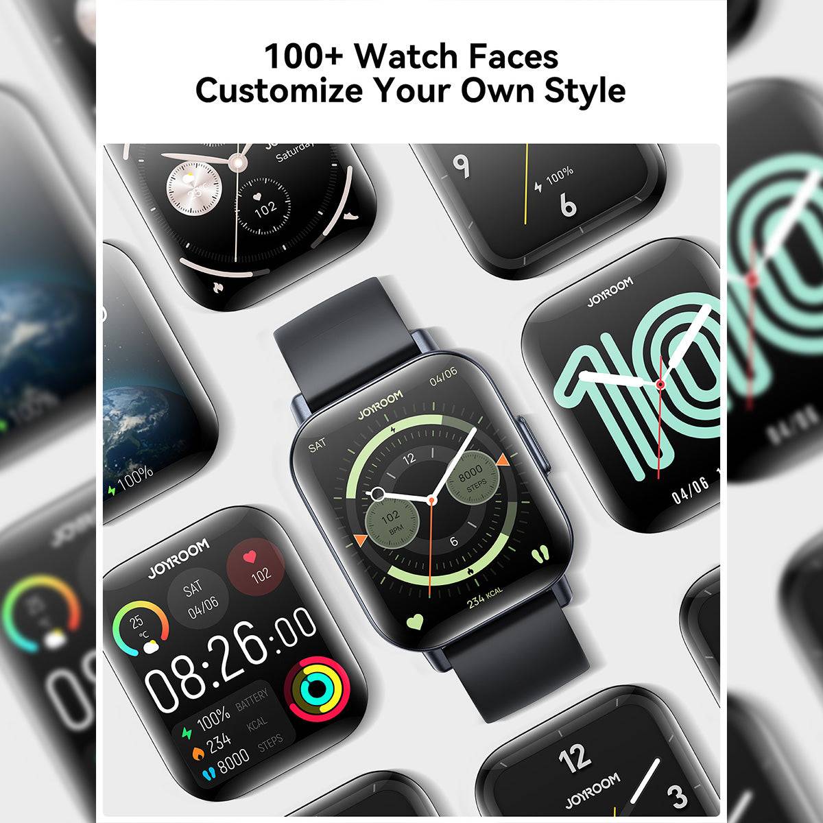 JOYROOM JR-FT3S Smart Watch with multiple customizable watch faces. Offers over 100 styles to match different preferences and occasions.