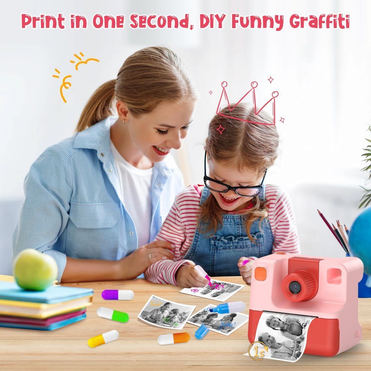 CP09 Kids Camera Instant Print 1080P with Zero Ink - Hugmie