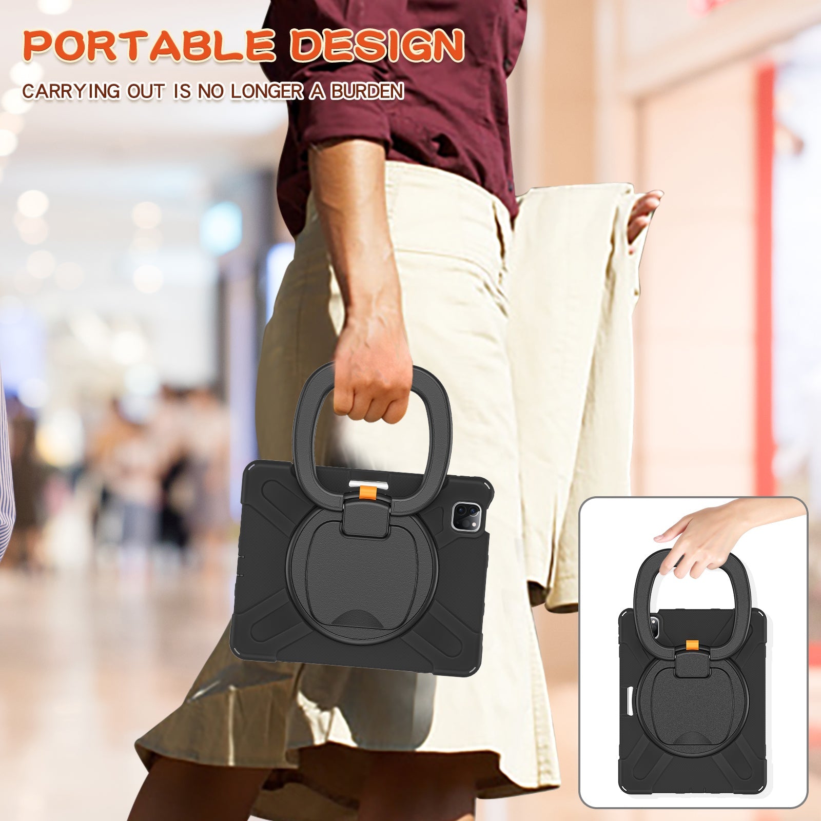Portable design of the Pirate Kids iPad Air Protective Case, allowing easy carrying with a sturdy handle for convenience on the go.