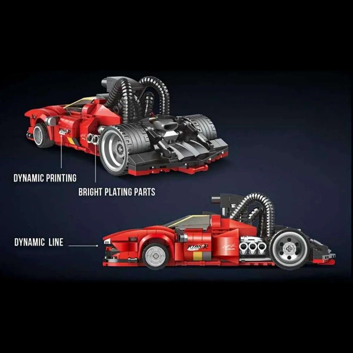 1:24 Red Cool Racing Car Assembled DIY Educational Building Blocks KC003 - Hugmie