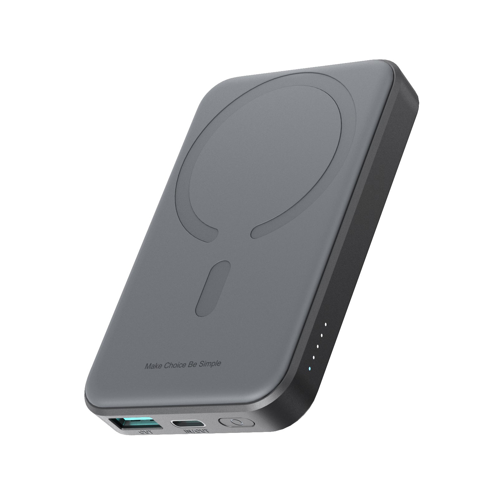 JOYROOM JR-W020 PD 20W Mini Magnetic Wireless Power Bank 5000mAh in sleek black design with LED indicators and USB ports.
