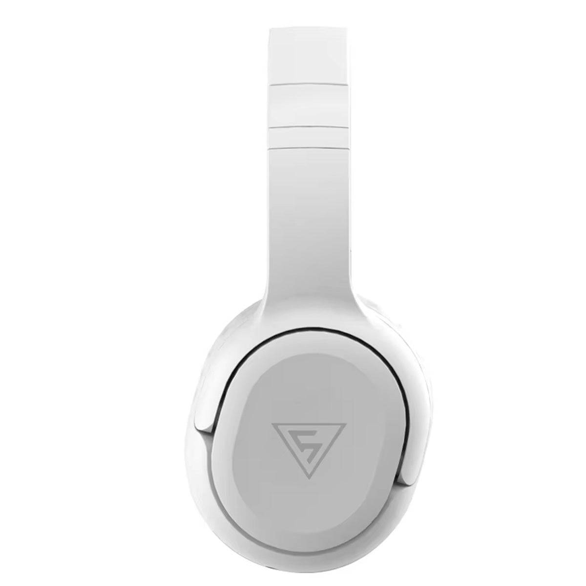 Side view of DOQAUS APEX5 Wireless Headphones in white, highlighting the minimalist design and premium build quality.