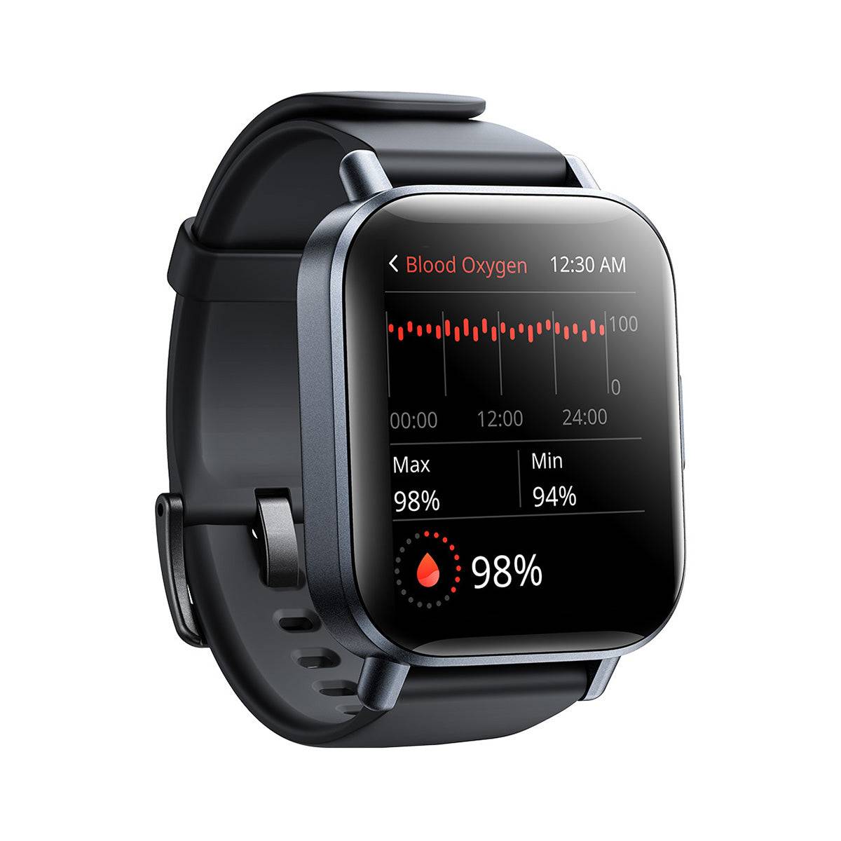 JOYROOM JR-FT3S Smart Watch displaying blood oxygen monitoring on its HD screen. Tracks health metrics with precision for an enhanced fitness experience.