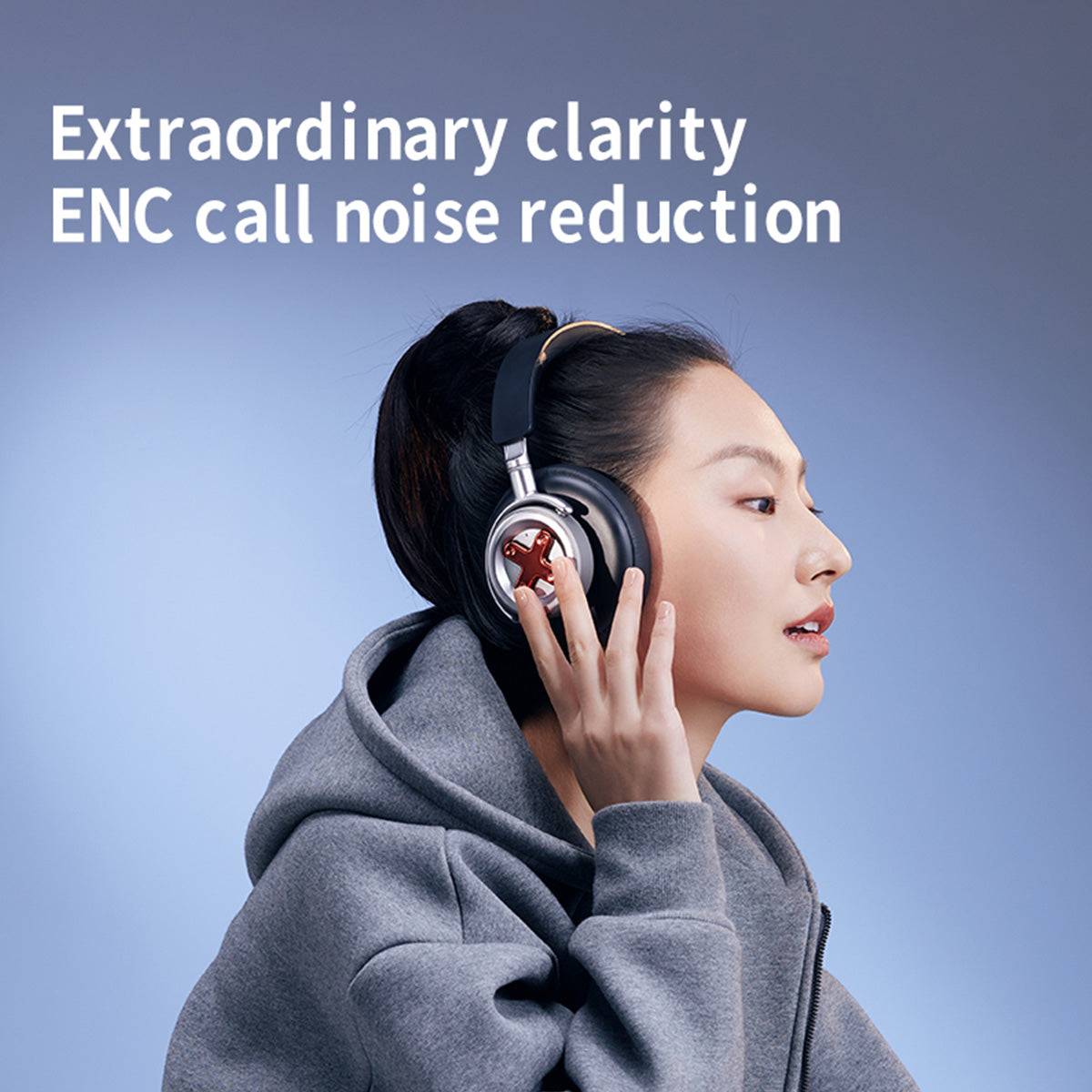 DMOOSTER D19 ANC Bluetooth Headphones with ENC call noise reduction for extraordinary clarity during calls and music playback.