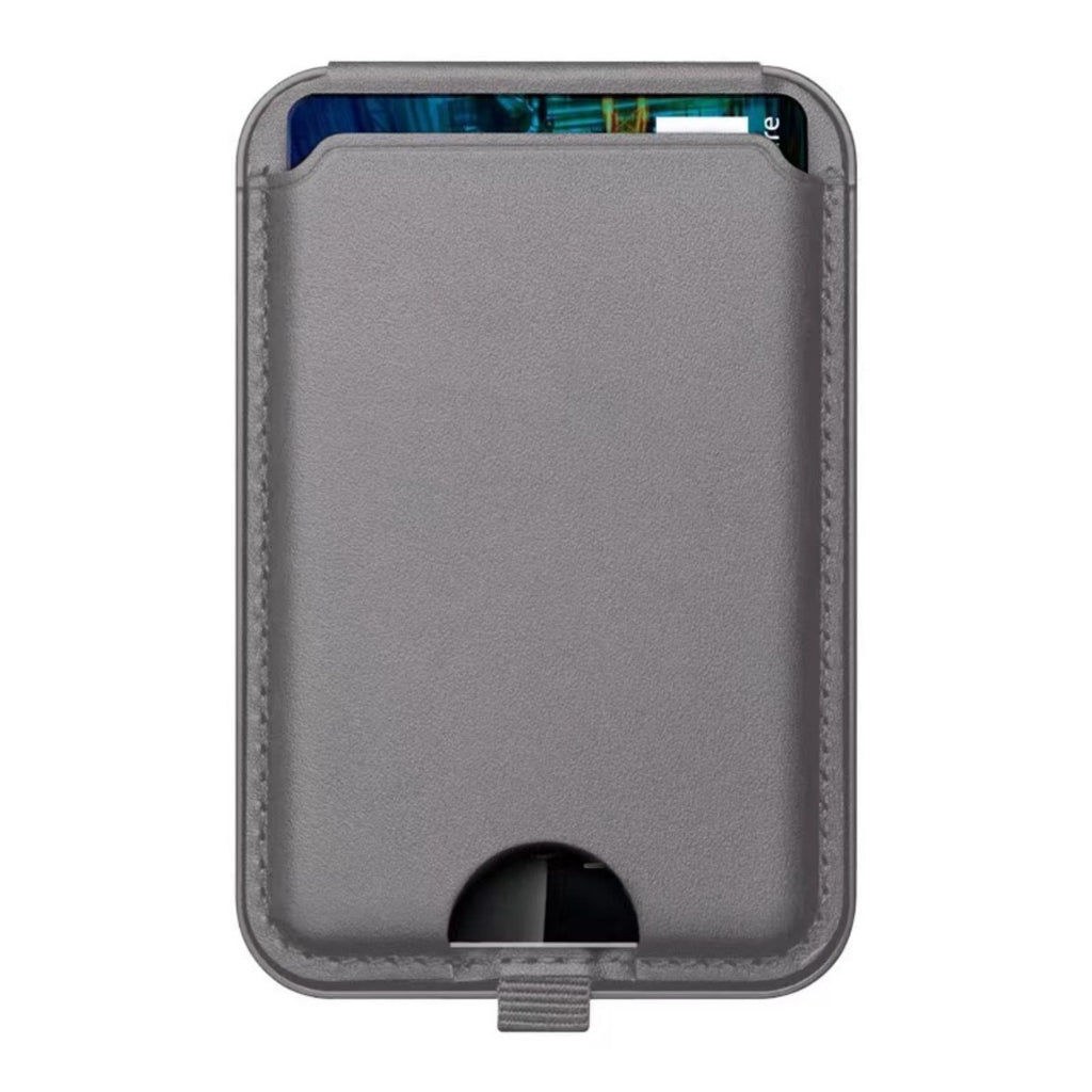 Leather Magnetic Wallet Stand Gray- Hugmie