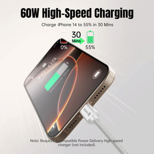 Hugmie Nylon Braided 20W Type C to Lightning Charger Cable