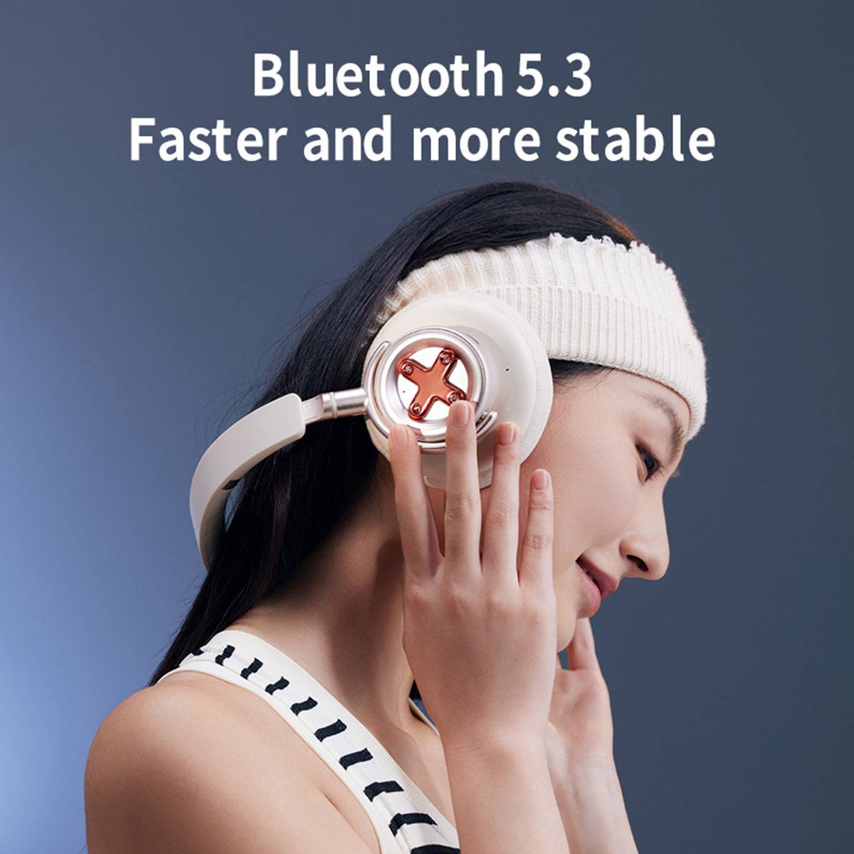 DMOOSTER D19 ANC Bluetooth Headphones equipped with Bluetooth 5.3 for faster and more stable wireless connectivity.