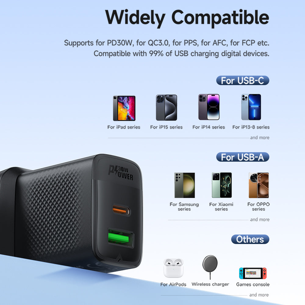ACEFAST A99 PD30W GaN (USB-C+USB-A) Charger