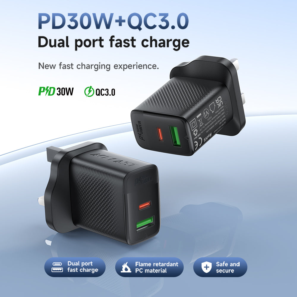 ACEFAST A99 PD30W GaN (USB-C+USB-A) Charger