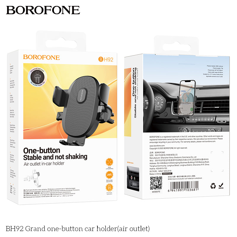 BOROFONE BH92 Grand One-Button Car Phone Holder (Air Outlet)