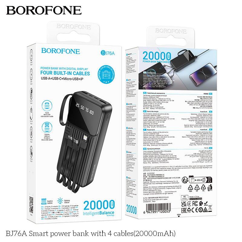 BOROFONE BJ76A Smart Power Bank with 4 Cables(20000mAh)