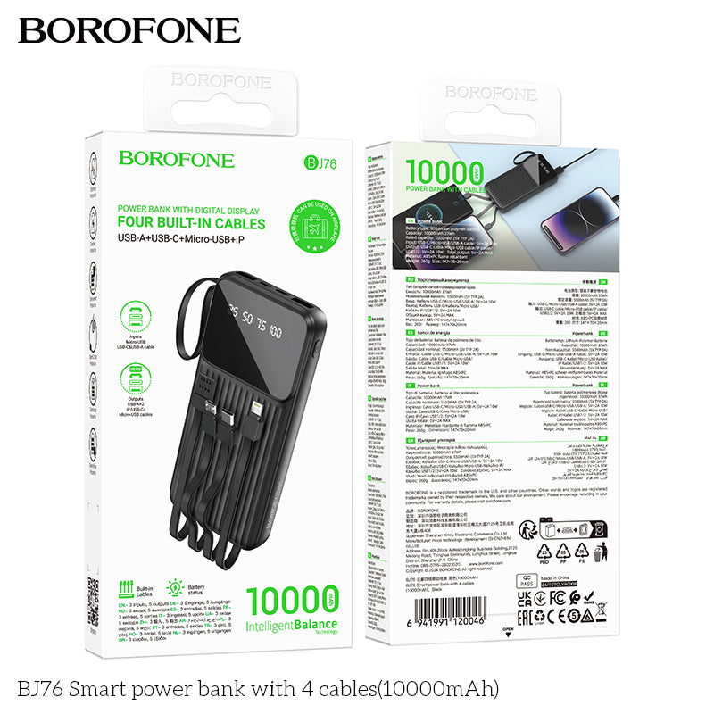 BOROFONE BJ76 Smart Power Bank with 4 Cables(10000mAh)
