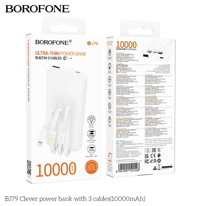 BOROFONE BJ79 Clever Power Bank with 3 Cables(10000mAh)