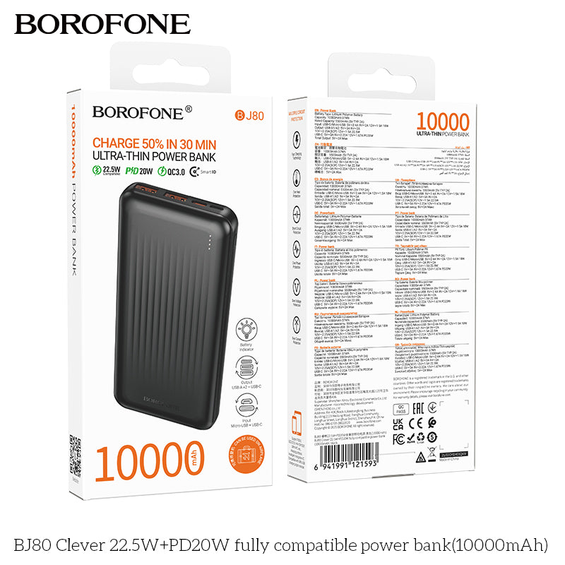 BOROFONE BJ80 Clever 22.5W+PD20W Fully Compatible Power Bank(10000mAh)