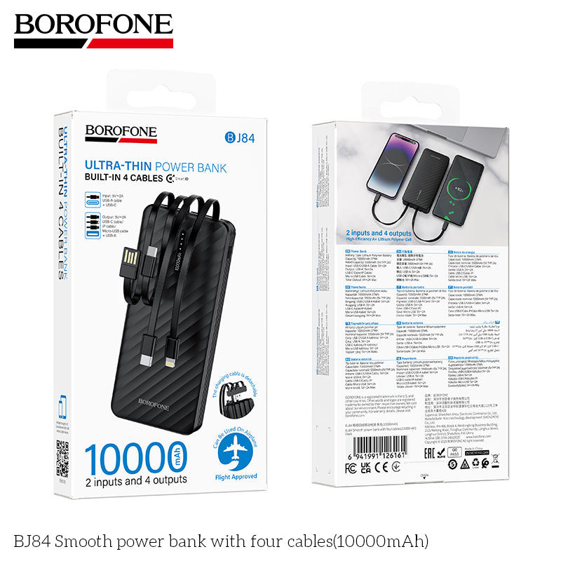 BOROFONE BJ84 Smooth Power Bank with 4 Cables(10000mAh)