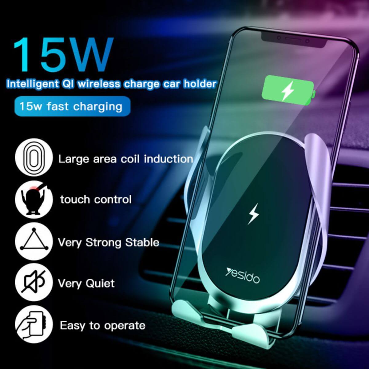 YESIDO C78 Wireless Car Charger Holder | Hugmie Store