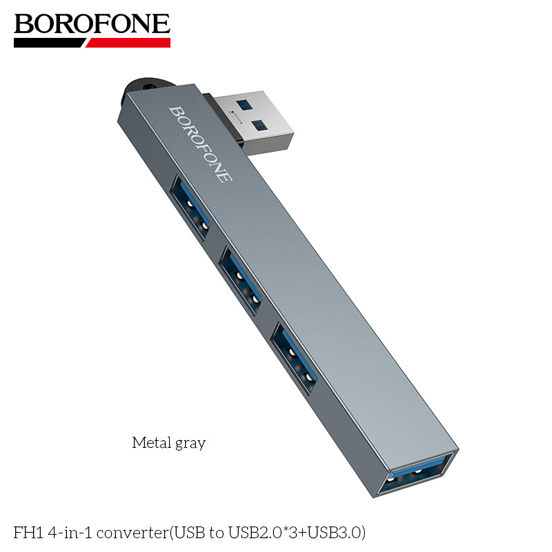 BOROFONE FH1 4-in-1 USB Converter(USB to USB2.0*3+USB3.0)