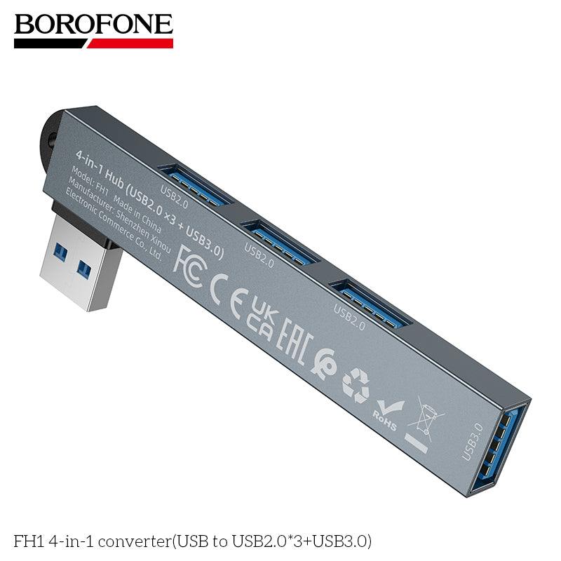 BOROFONE FH1 4-in-1 USB Converter(USB to USB2.0*3+USB3.0)
