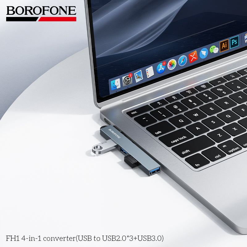 BOROFONE FH1 4-in-1 USB Converter(USB to USB2.0*3+USB3.0)