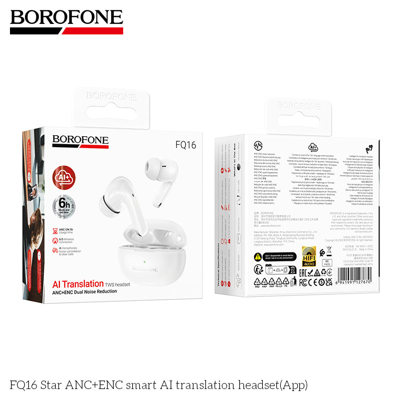 BOROFONE FQ16 Star ANC+ENC Smart AI Translation Headset
