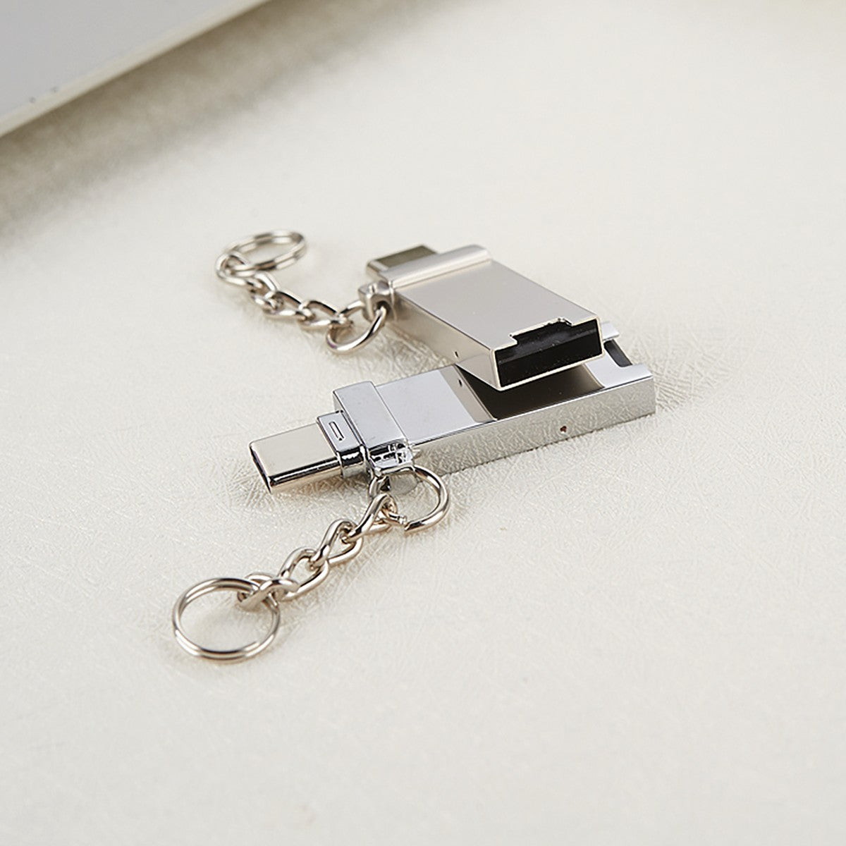 FT-ADA21 2-in-1 Card Reader for Type-C & USB A partially opened to reveal USB A port, dual-interface functionality for versatile use | Hugmie