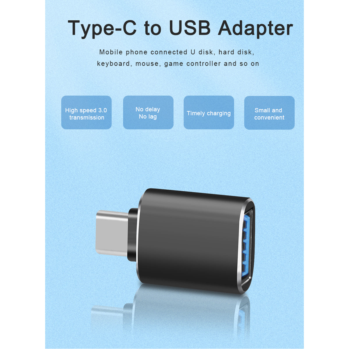 FT-ADA27 Type-C to USB Adapter features high-speed 3.0 transmission, no lag, and compact portability for mobile device connectivity.