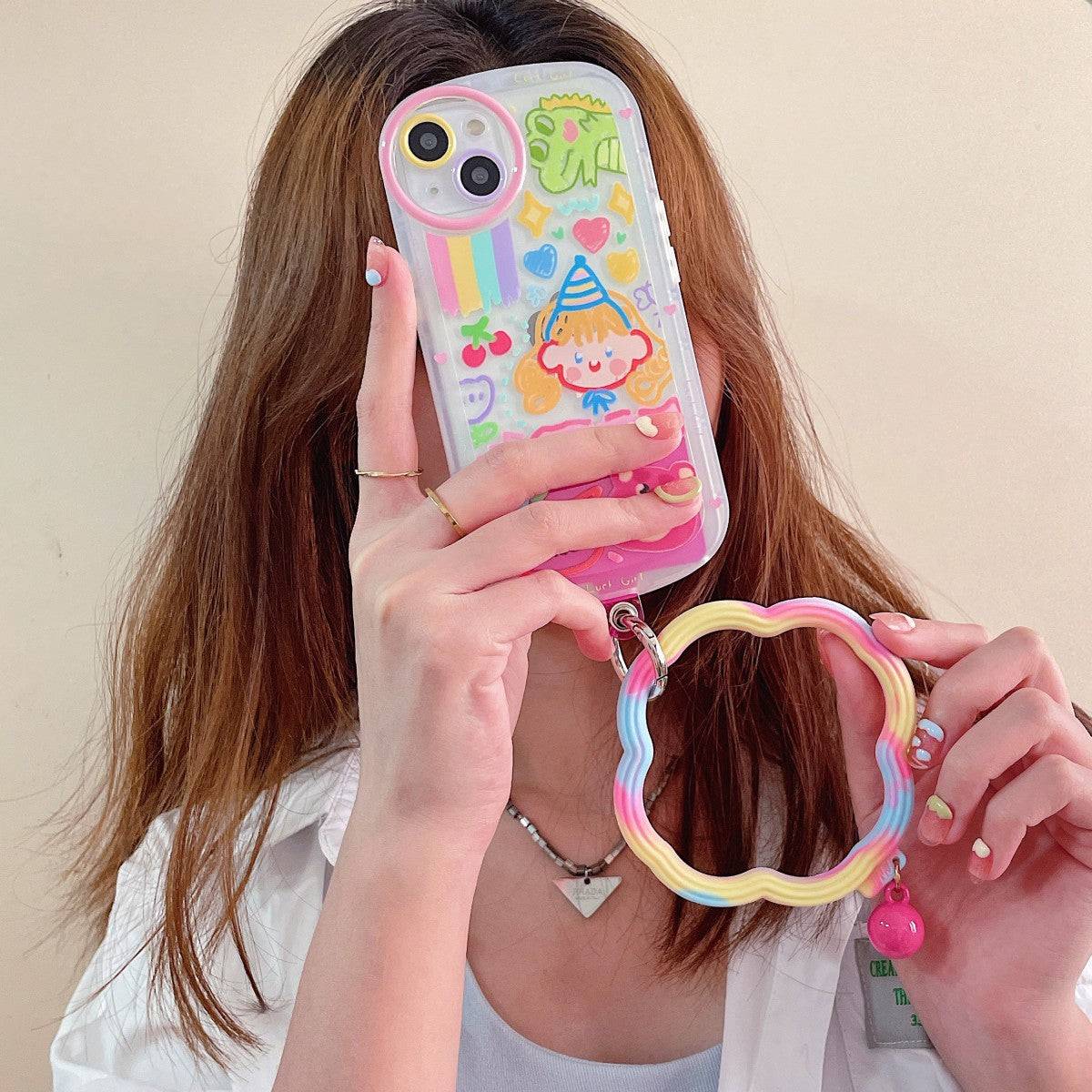 Colorful Wavy Hoop Universal Silicone Phone Wrist Lanyard - Hugmie