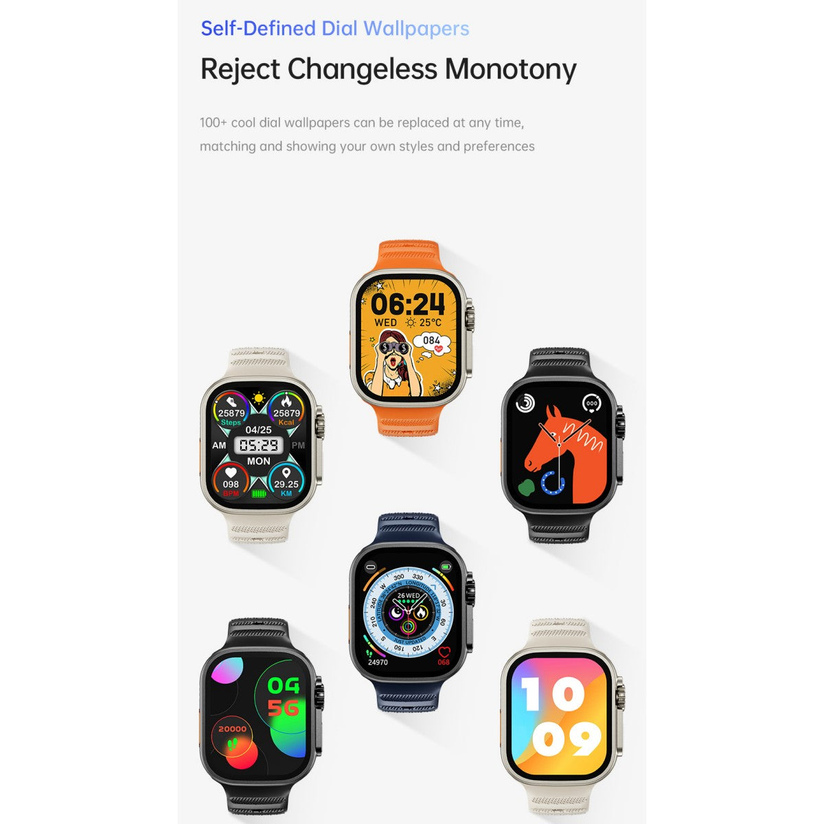 AWEI H37 Smart Watch with customizable dial wallpapers, allowing users to personalize their watch face with over 100 unique designs.