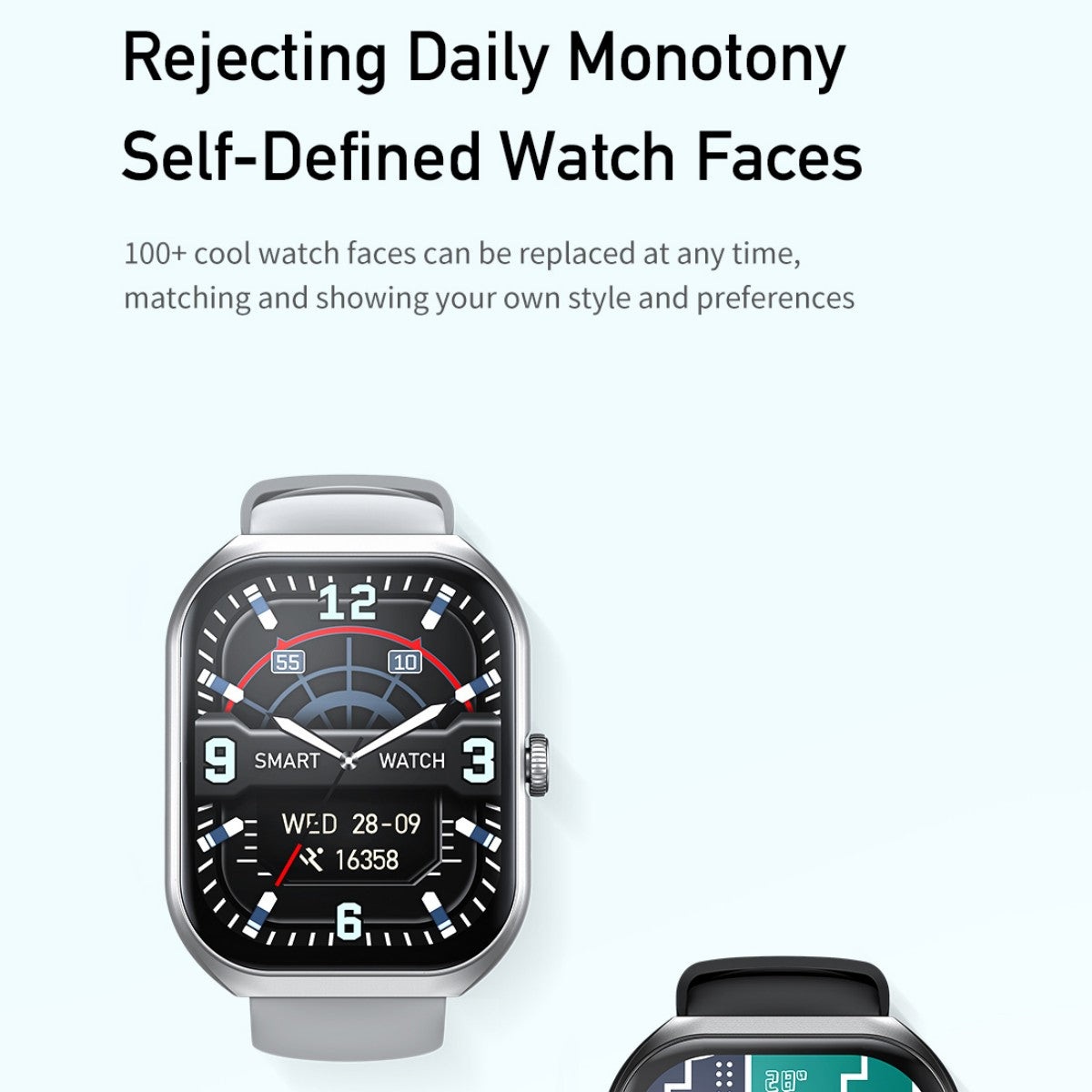 AWEI H46 Smart Watch with customizable watch faces, offering over 100 styles to match user preferences and fashion.