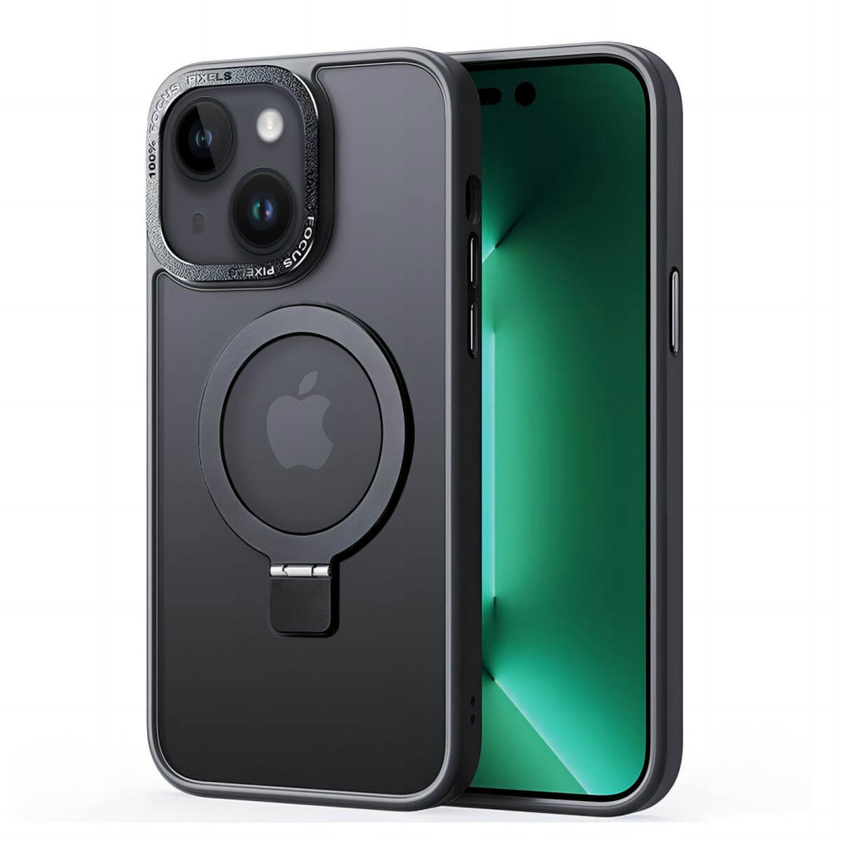 MagRing Shell Magsafe Magnetic iPhone Stand Case-iPhone 12 Black-Hugmie