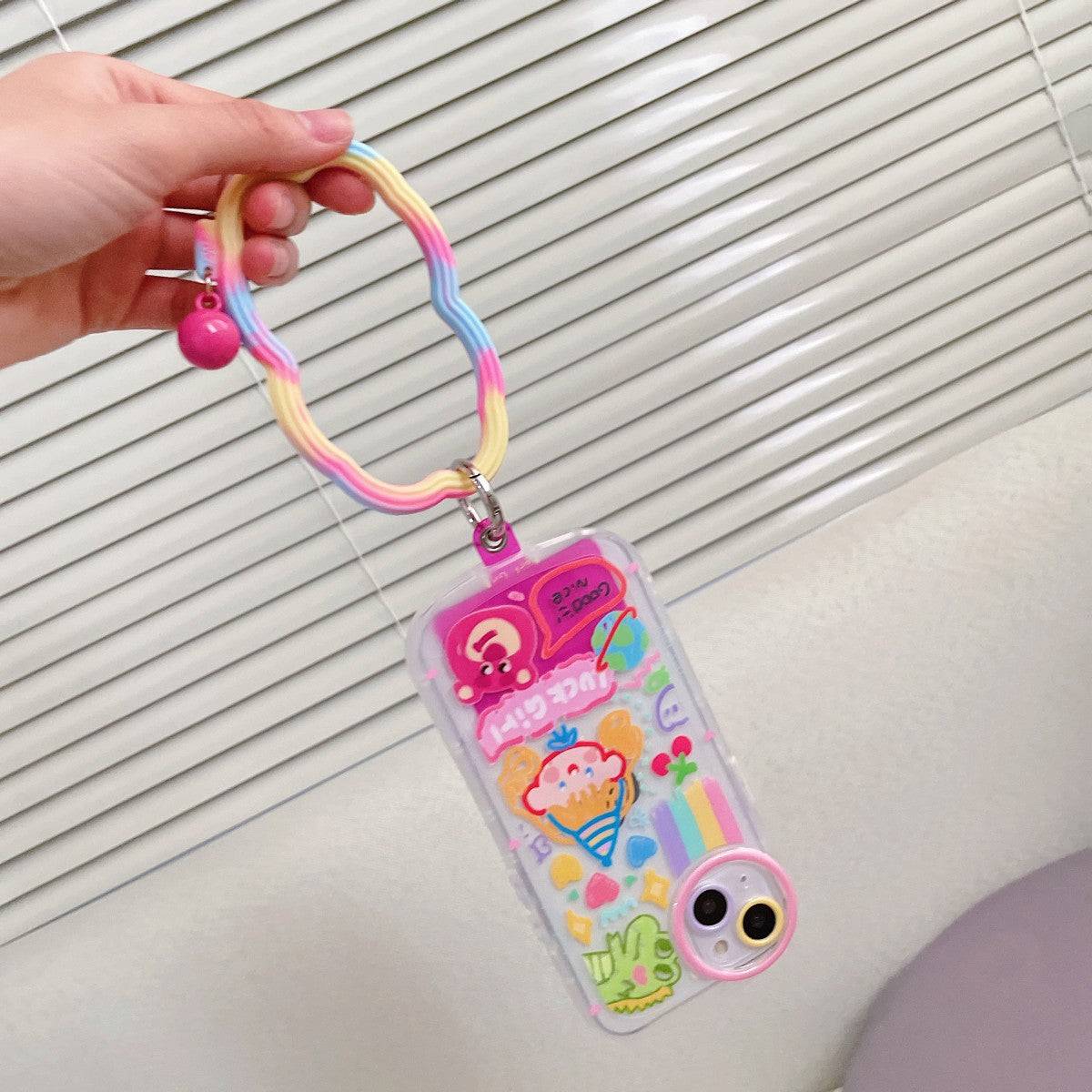 Colorful Wavy Hoop Universal Silicone Phone Wrist Lanyard - Hugmie