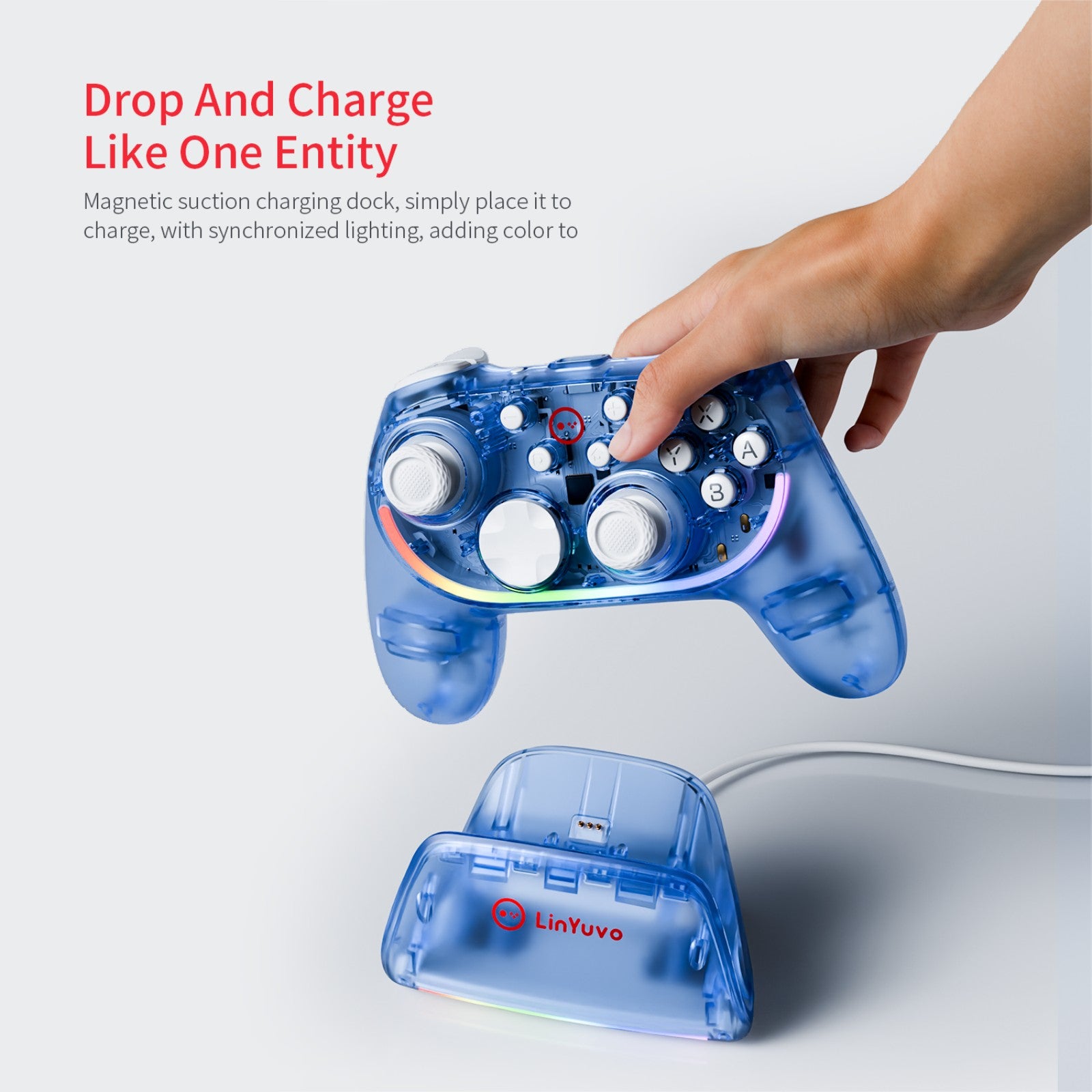 LinYuo KS55 Transparent Game Controller + Charging Dock