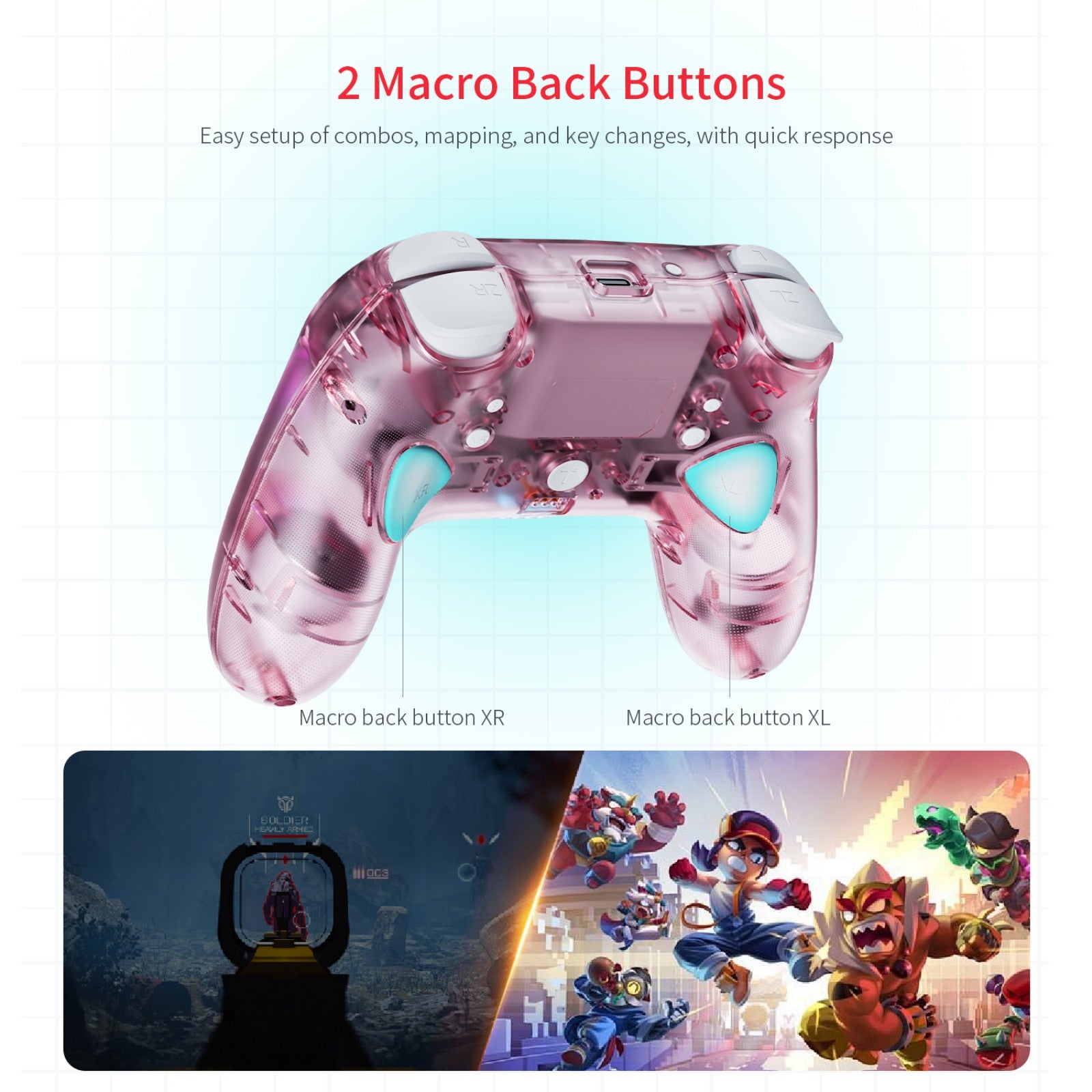 LinYuo KS55 Transparent Game Controller + Charging Dock