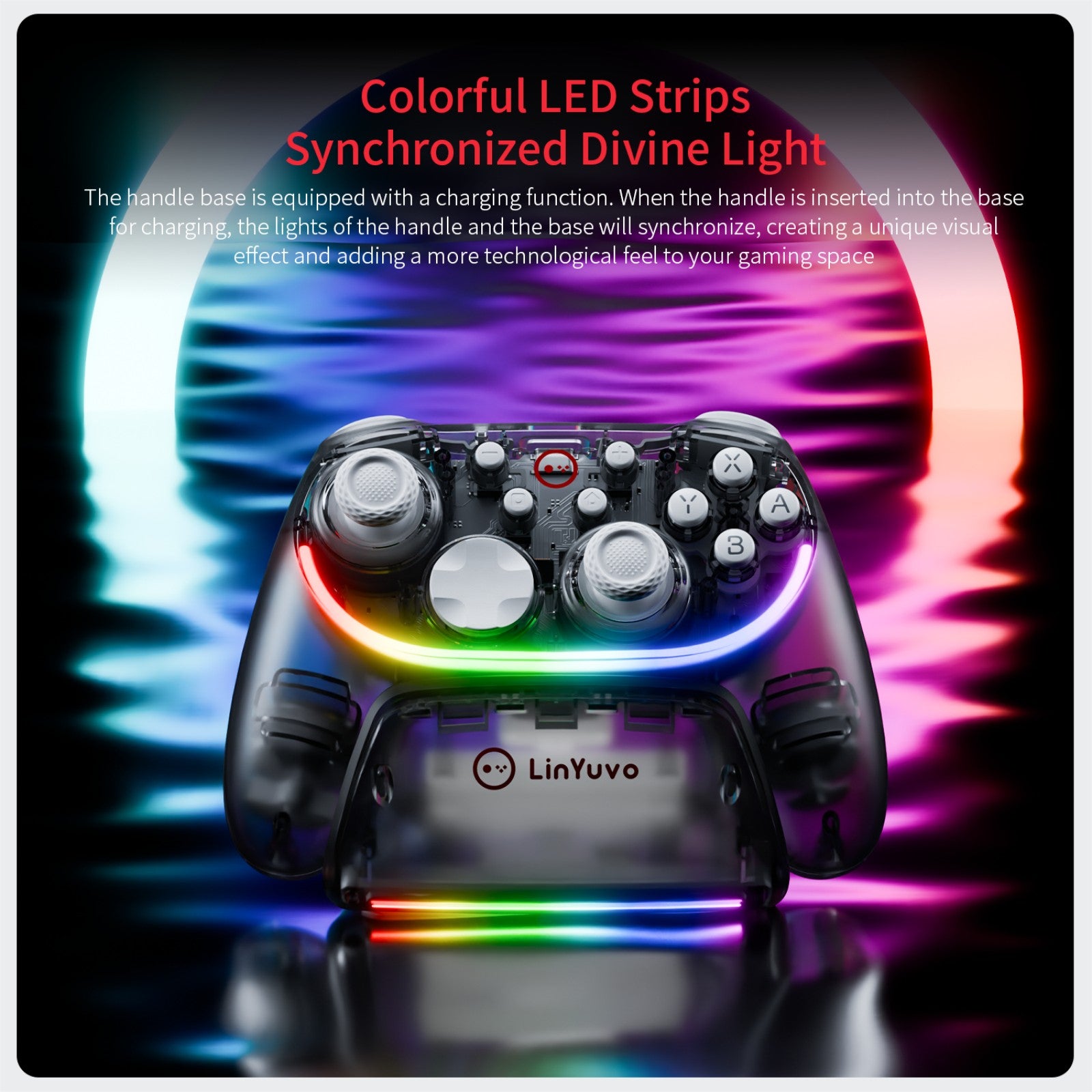 LinYuo KS55 Transparent Game Controller + Charging Dock