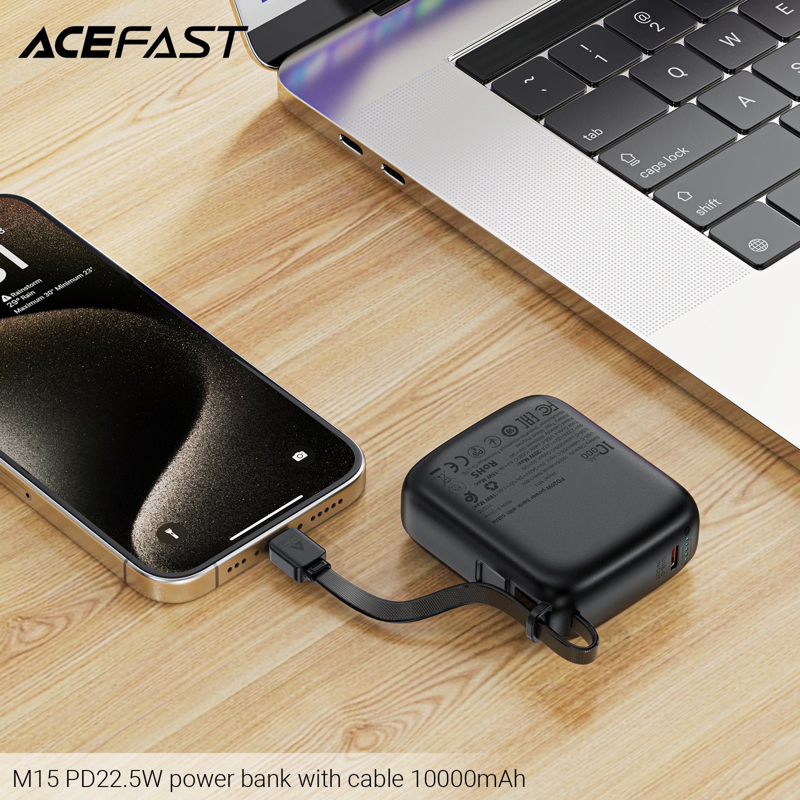 ACEFAST M15 PD22.5W Power Bank with Cable 10000mAh