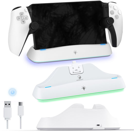 HC-3711 Auto-Align Charging Dock for PlayStation Portal with USB-C cable and RGB lighting, designed for seamless controller docking.