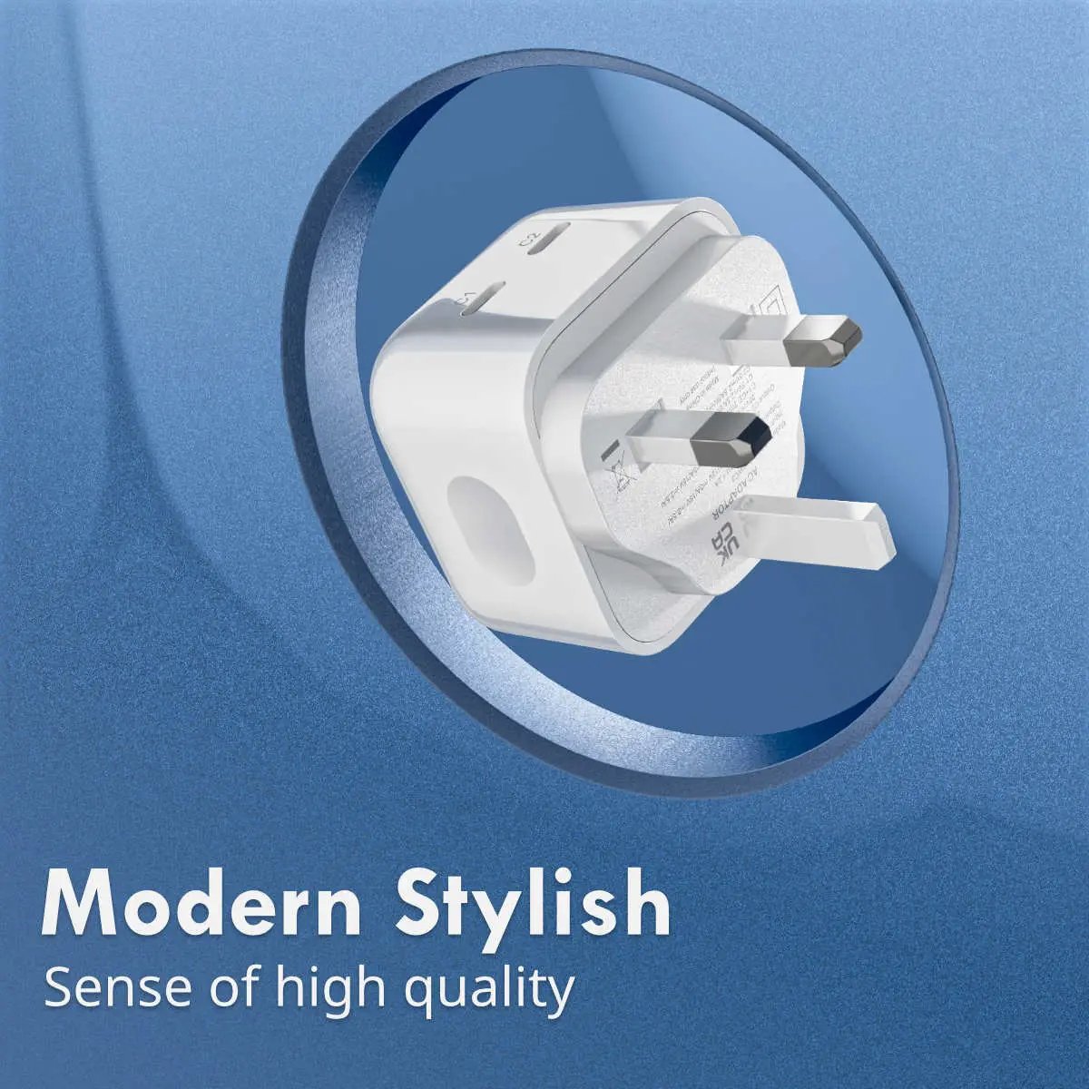 Hugmie PD 45W Fast Charger with a modern and stylish design. Compact and efficient for high-speed charging of smartphones and laptops.