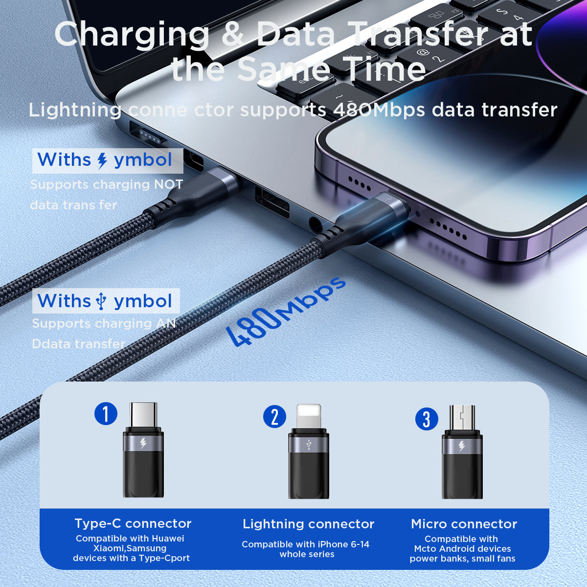 JOYROOM S-A18 3-in-1 Fast Charging Data Cable 1.2M