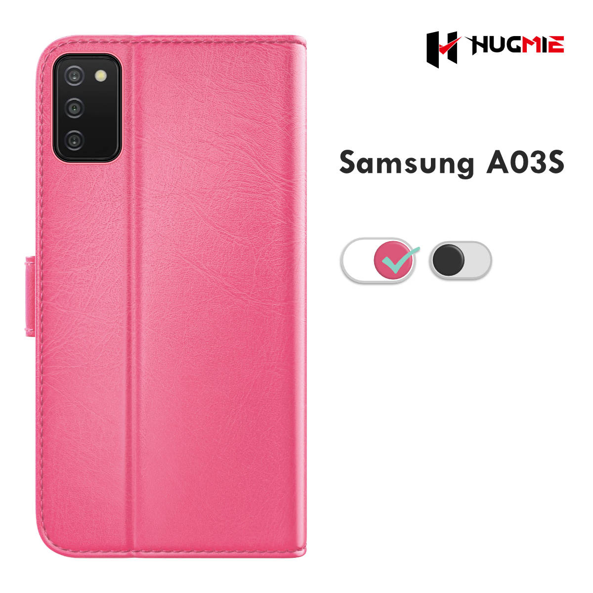 Samsung A03S Classic Series Folio (Black/Hotpink) - Hugmie