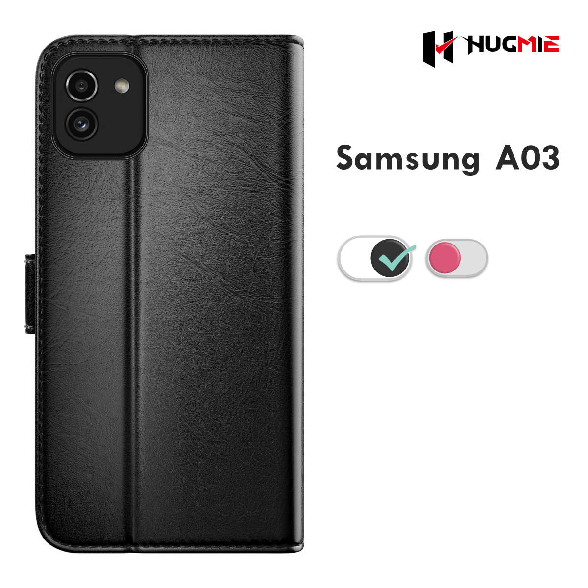 Samsung A03 Classic Series Folio (Black/Hotpink) - Hugmie