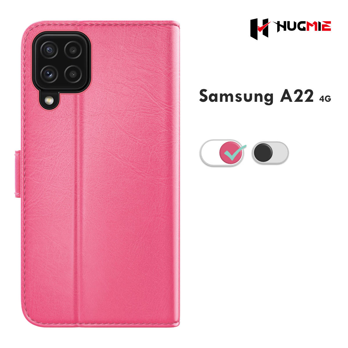 Samsung A22 4G Classic Series Folio (Black/Hotpink) - Hugmie