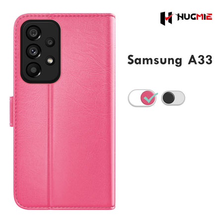 Samsung A33 Classic Series Folio (Black/Hotpink) - Hugmie