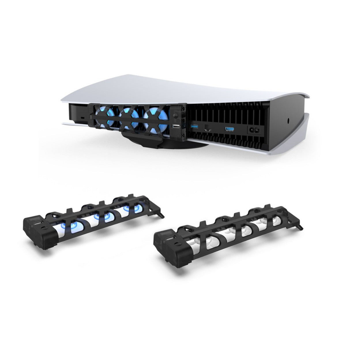 TP5-1523 Dobe Cooling Dock for PlayStation 5 with fan modules detached, highlighting modular design and cooling efficiency.