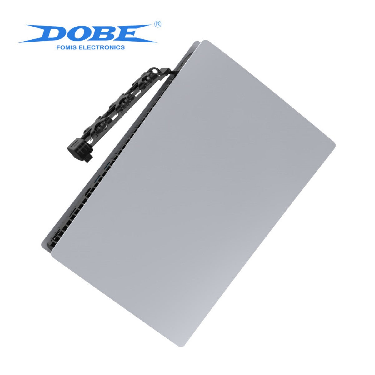 Top view of TP5-1523 Dobe Cooling Dock for PlayStation 5 showing installation of cooling fans into the console's rear vent.